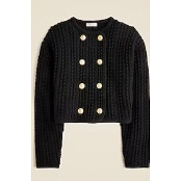 J Crew Cotton Lady Jacket Cardigan Sweater Wm's Black gold button SZ S FLAW #467 - Picture 1 of 8